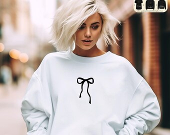 Girly Bow Sweatshirt: Minimalist Oversized Sweater