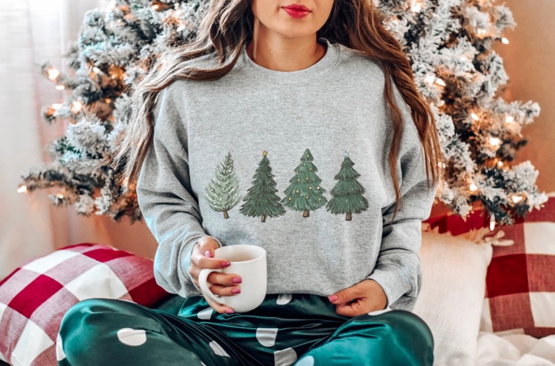 Minimalist Christmas Trees Sweatshirt for Woman.winter Sweater Unisex.holidays Shirt. Simple Sweatshirts for Christmas. Christmas Gifts Etsy