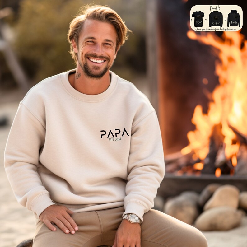 Personalised Papa Sweatshirt, Dad T-Shirt, Father's Day Gift, Custom Name Papa Hoodie, Pregnancy Announcement, New Dad Gift, Dad 2024 Shirt image 6
