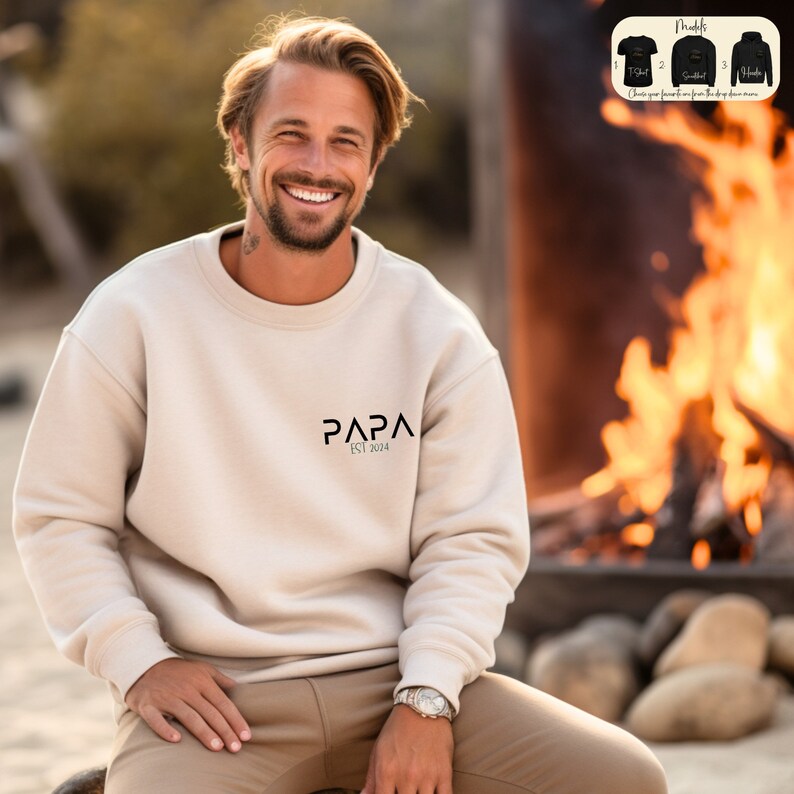 Sweat papa personnalisé, T-shirt papa, cadeau fête des pères, sweat à capuche papa prénom personnalisé, faire-part de grossesse, cadeau nouveau papa, chemise papa 2024 image 6