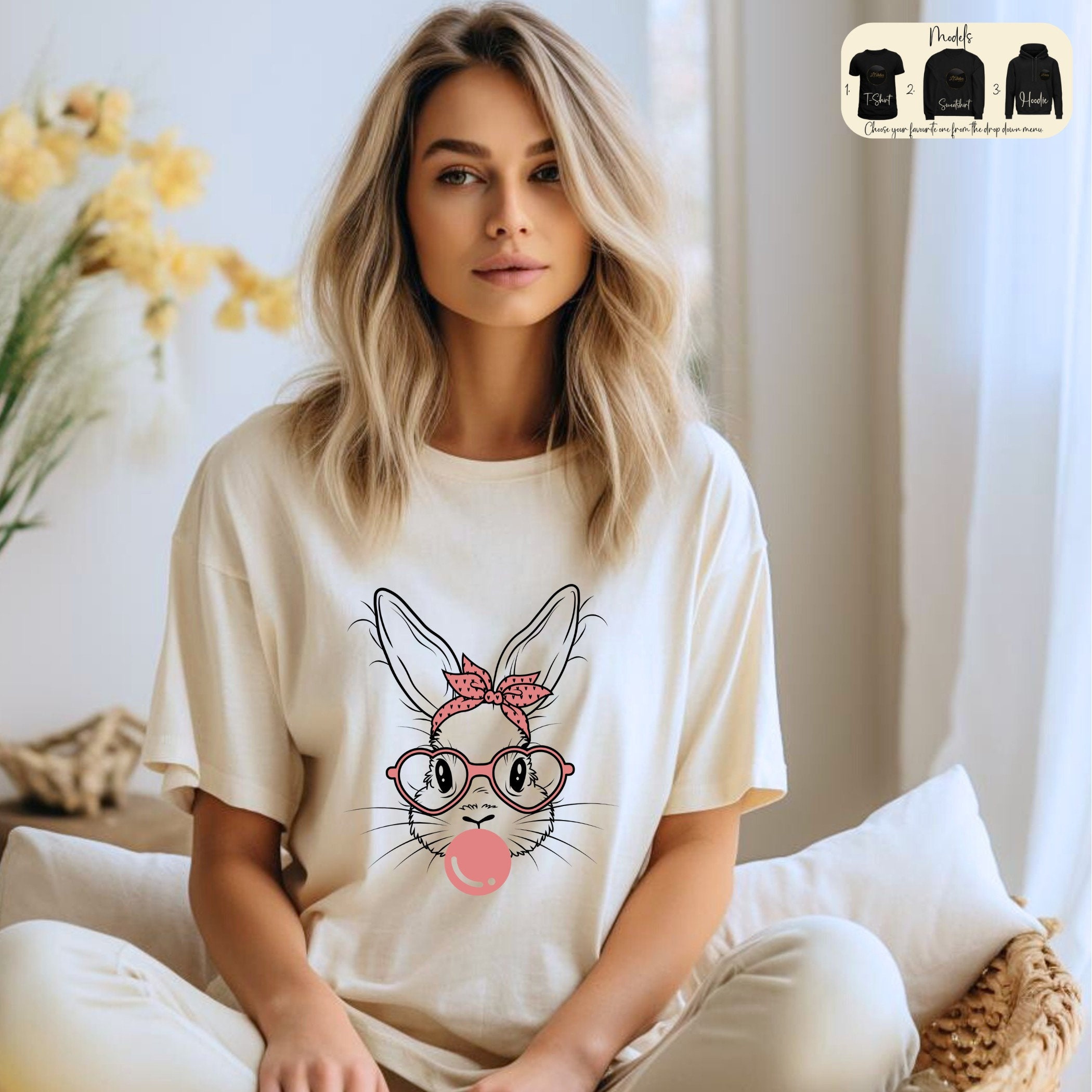 Easter Sweatshirt, Womens Easter Shirt, Rabbit Sweatshirt, Bunny Sweatshirt, Easter Sweater, Easter Gift, Happy Easter Shirt, Rabbit Shirt