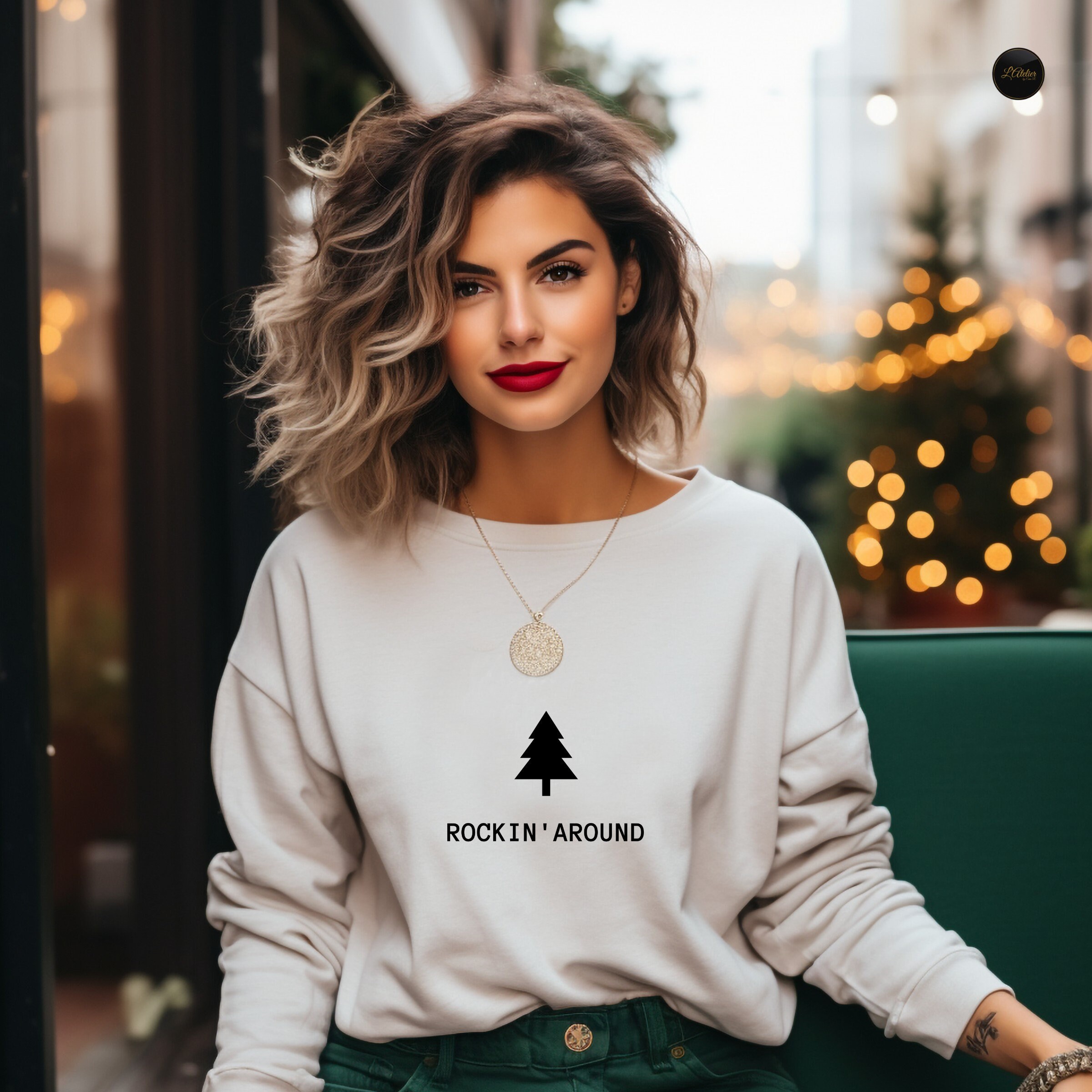 Christmas Tree Sweatshirt, Rockin Around the Christmas Tree Hoodie, Unisex Adult Holiday T-shirt, Minimalist Merry Xmas Crew Sweatshirt