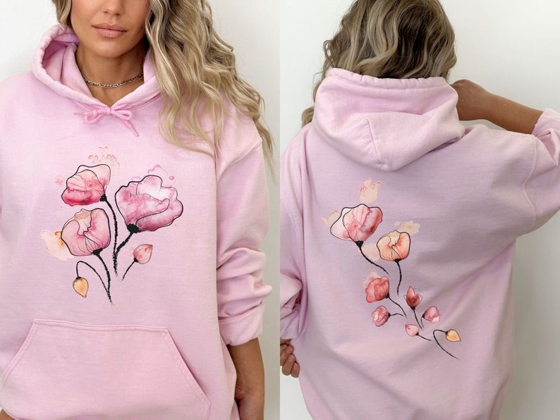 Minimalist Floral Sweatshirt, Boho Floral Hoodie, Spring Flowers T ...