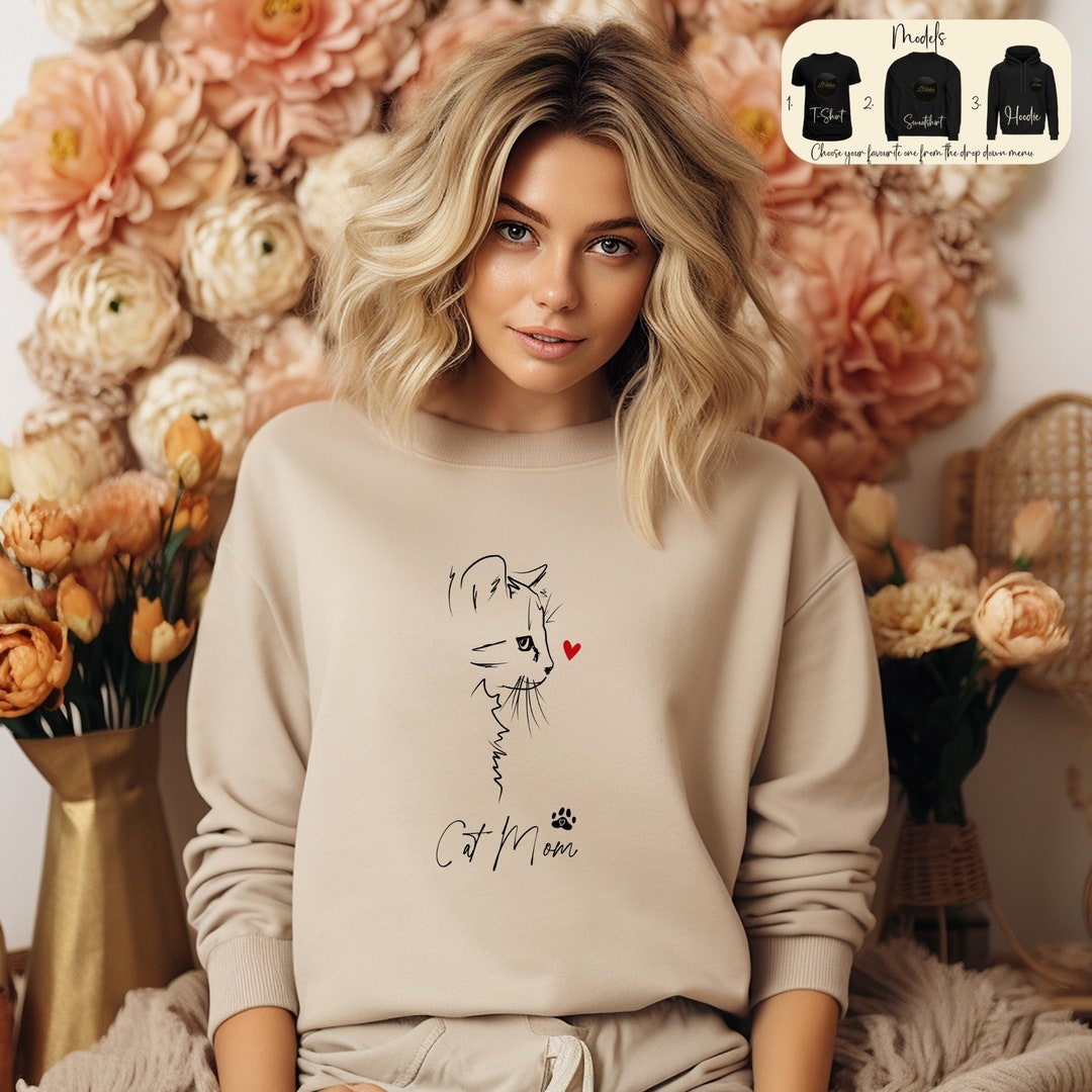 Cat Mom Sweatshirt With Angry Cat Design