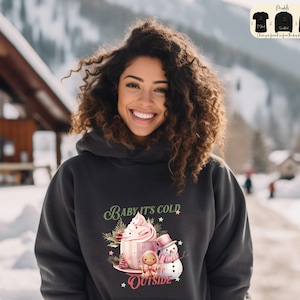 Christmas Coffee Sweatshirt, Christmas T-shirt, Christmas Shirt, Coffee Lover Gift, Winter Christmas Snowman Hoodie, Baby It&#39;s Cold Outside