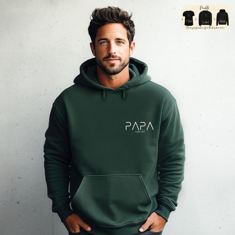 Personalised Papa Sweatshirt, Modern Dad T-Shirt, Father's Day Gift, Custom Name Papa Hoodie, Pregnancy Announcement, New Dad 2024 Gift Bild 4