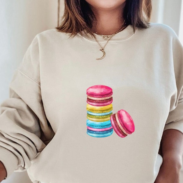 Macarons Liebhaber Sweatshirt, süße Kekse Liebhaber Pullover, französische Macarons Pullover, Frauen Shirt, Macarons Crewneck, Plus Size Pullover