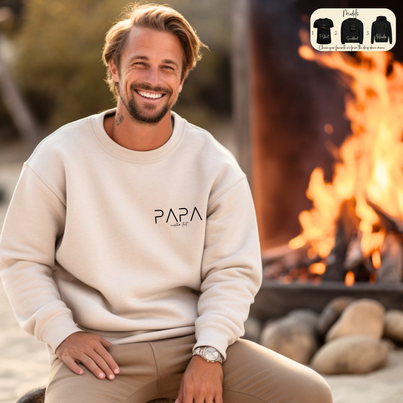 Personalised Papa Sweatshirt, Modern Dad T-Shirt, Father's Day Gift, Custom Name Papa Hoodie, Pregnancy Announcement, New Dad 2024 Gift Bild 1