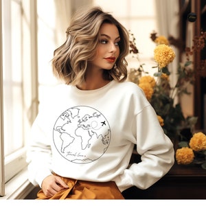 Travel Sweatshirt, Airplane Hoodie, Earth Shirt, Travel Gift, Travel Sweater, Adventure Crewneck Sweatshirt, Explore T-Shirt, Wanderlust