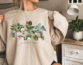Sudadera "Solo una más", Camiseta divertida con plantas, Sudadera unisex con estampado ecológico para mamás amantes de las plantas, Camiseta con planta Monstera, Regalos para amantes de las plantas de interior