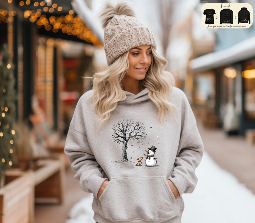 Snowman Puppy Hoodie - Adorable Winter Dog Sweatshirt main image 1