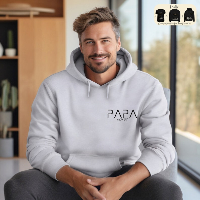 Personalised Papa Sweatshirt, Modern Dad T-Shirt, Father's Day Gift, Custom Name Papa Hoodie, Pregnancy Announcement, New Dad 2024 Gift Bild 5