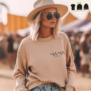 Personalisiertes Mama-Sweatshirt, minimalistisches T-Shirt, Muttertagsgeschenk, moderner Mama-Hoodie, Schwangerschaftsankündigungs-T-Shirt, Geschenk für die neue Mutter Bild 5