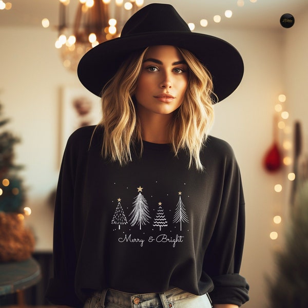 Sweat-shirt d’arbre de Noël, pull de Noël, t-shirt de Noël mignon, sweat à capuche de vacances, chemise de Noël pour femmes, tee-shirt d’arbre de Noël