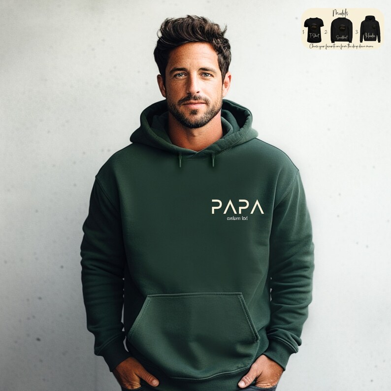 Sweat papa personnalisé, T-shirt papa, cadeau fête des pères, sweat à capuche papa prénom personnalisé, faire-part de grossesse, cadeau nouveau papa, chemise papa 2024 image 7