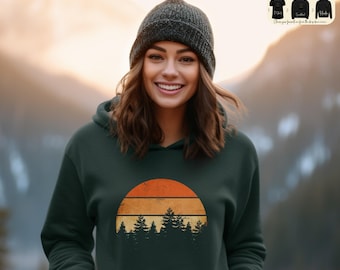 Forest Sunset Graphic Sweatshirt: Adventure Camping Tee