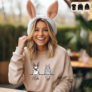 Custom Rabbit Sweatshirt, Bunny Mom Rabbit Breed Crewneck, Pet Gift, Easter Bunny T-Shirt, Rabbit Owner Hoodie, Custom Rabbit Name Shirt