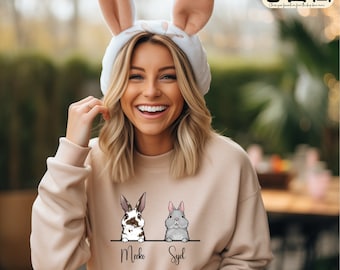 Custom Rabbit Sweatshirt, Bunny Mom Rabbit Breed Crewneck, Pet Gift, Easter Bunny T-Shirt, Rabbit Owner Hoodie, Custom Rabbit Name Shirt