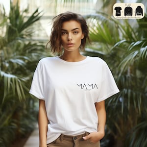 Personalisiertes Mama-Sweatshirt, minimalistisches T-Shirt, Muttertagsgeschenk, moderner Mama-Hoodie, Schwangerschaftsankündigungs-T-Shirt, Geschenk für die neue Mutter Bild 3