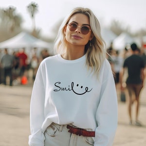 Smile Shirt, Positive Vibes Sweatshirt, Positivity Quote T-Shirt, Smile Hoodie, Graphic Tee For Woman, T-Shirts With Inspirational Sayings zdjęcie 4