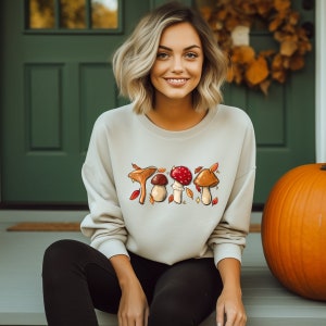Fall T-shirt, Autumn Leaves and Mushrooms Please - Thanksgiving Fungus Sweatshirt, Autumn Hoodie, Fall Mushrooms Sweater, Cottagecore Shirt