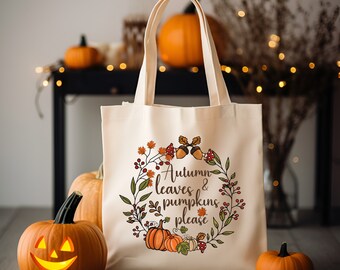 GXVUIS Hello Pumpkin Canvas Tote Bag – Aesthetic Fall Design, Reusable Large Shopping Bag - View #7