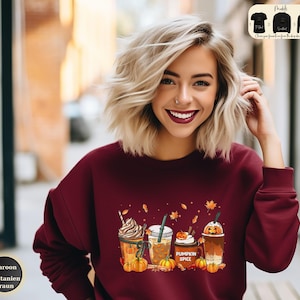 Fall Coffee Hoodie, Cute Pumpkin Spice Latte Sweatshirt, Thanksgiving Gift Idea, Autumn Pumpkin T-Shirt, PSL Lover Sweater, Fall Cozy Shirt