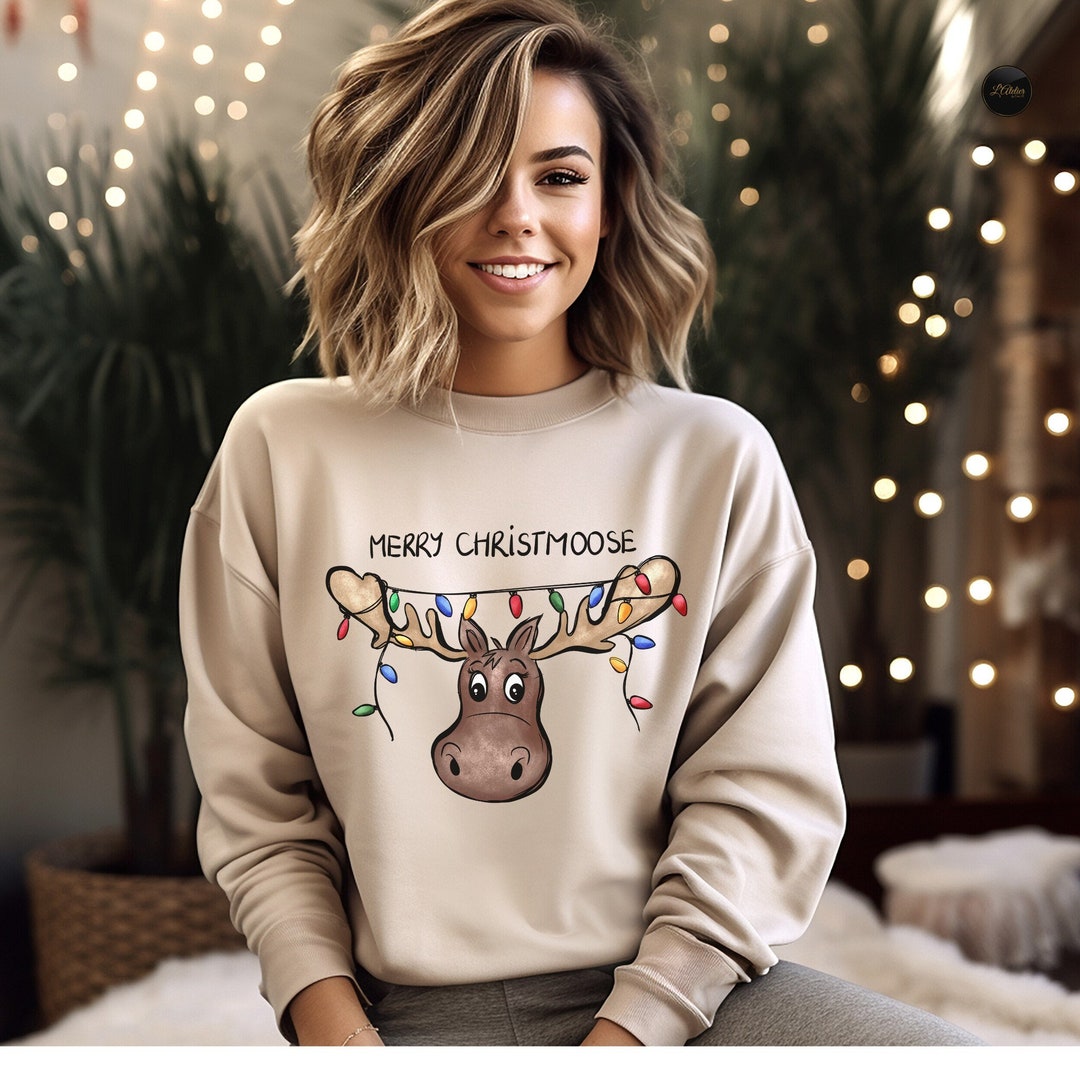 Reindeer Oversize Weihnachtspullover Christmas Moose Sweatshirt