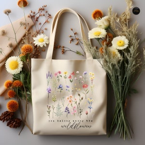 Vintage Floral Bag, Every Day Bag, Wildflowers Tote Bag, Shopping Bag Eco Friendly, Daily Bag, Flowers Canvas Shopper, Floral Gifts For Her