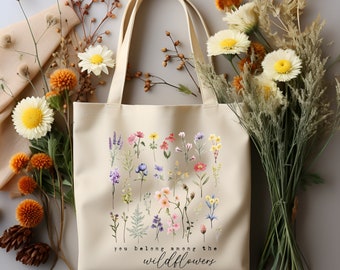 Borsa floreale vintage, borsa per tutti i giorni, borsa tote di fiori di campo, borsa della spesa eco-friendly, borsa giornaliera, shopper di tela di fiori, regali floreali per lei