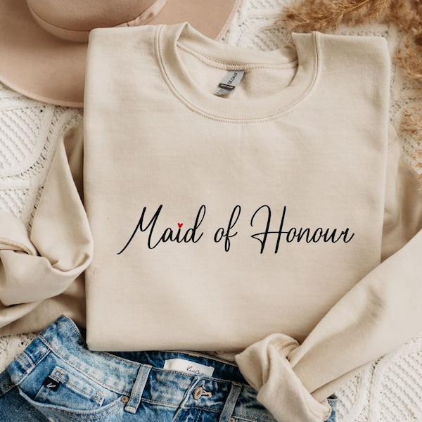 Maid of Honour Sweater, MOH Jumper, Bridesmaid Crewneck, Maid of Honour Sweatshirt, Maid of Honour Gift, Bachelorette Party Shirts