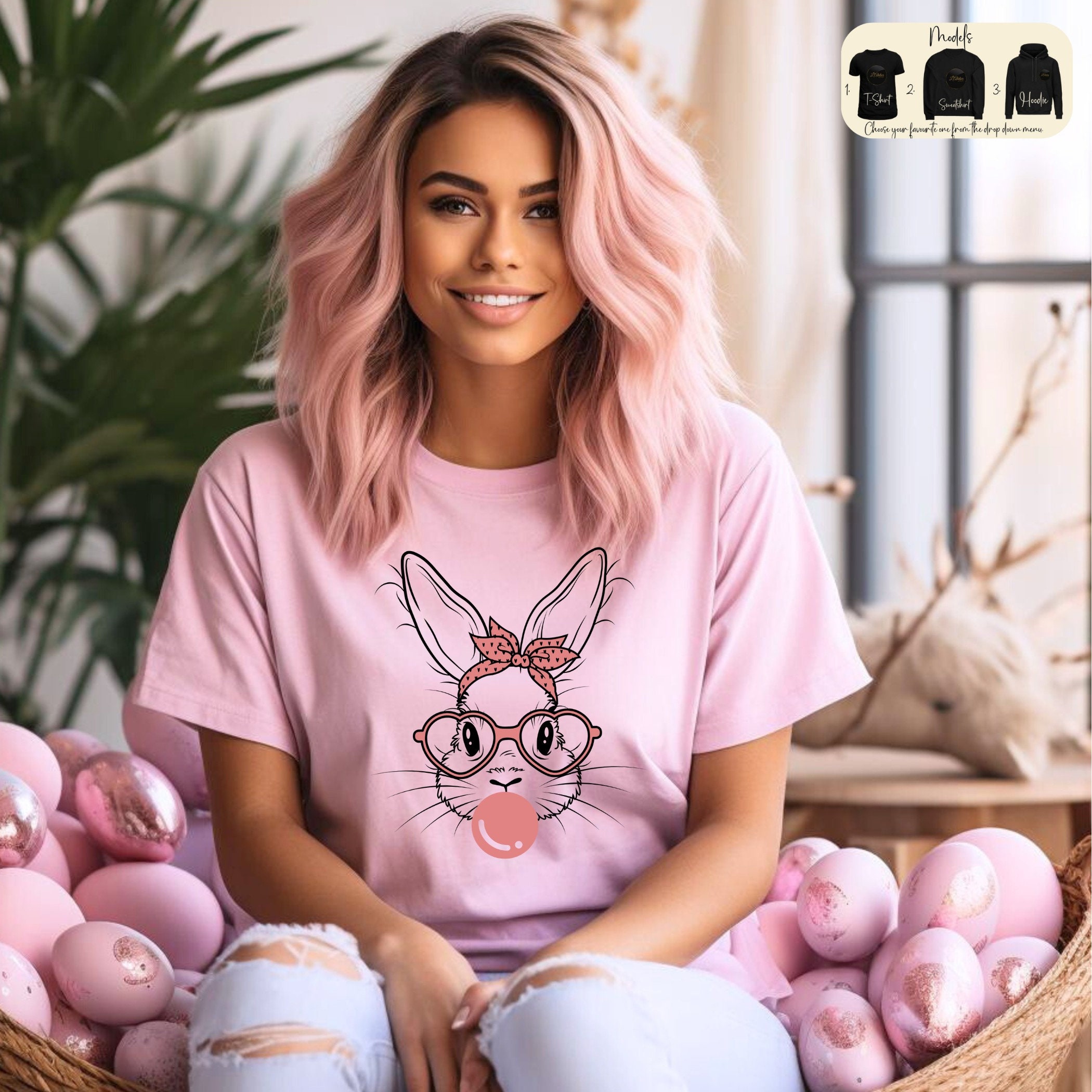 Easter Sweatshirt, Womens Easter Shirt, Rabbit Sweatshirt, Bunny Sweatshirt, Easter Sweater, Easter Gift, Happy Easter Shirt, Rabbit Shirt