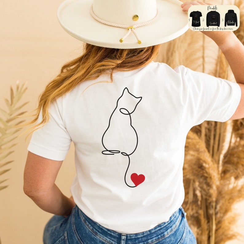 Minimalist Cat T-Shirt, Cat Lover Sweatshirt, Gifts for Cat Lovers, Gift for Cat Mom, Animal Lover Tee, Cat Lovers Hoodie, Cat Owner Shirt image 6
