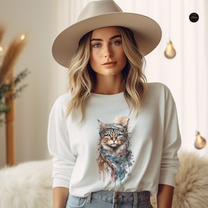 Boho Cat T-Shirt, Cat Lover Sweatshirt, Gifts for Cat Lovers, Gift for Cat Mom, Pets Lover Tee, Cat Hoodie, Cat Owner Shirt, Cute Cat Gifts