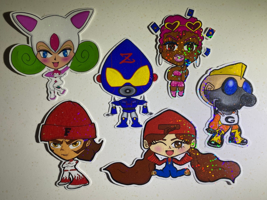 Bust A Groove Holographic Stickers Set 1 Kittyn, Heat, Shorty, Roboz