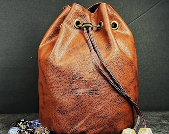 Sage’s Enchanted Dice Bag – Spotted PU Leather Dice Bag with D20 Cord Ends | Dungeons Dragons DnD Games