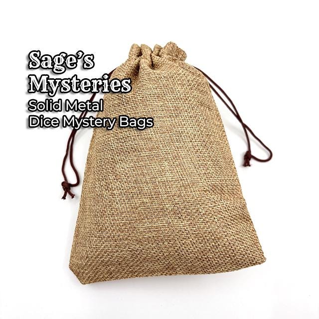 Sage's Mysteries Grab Bag: Unique Metal DnD Dice Set with Dice Vault & Drawstring Bag | Random Solid Metal Polyhedral Dice for Gamers