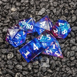 Sage&#39;s Crystals - Thermal Frost Sharp Edge Resin Polyhedral Dice Set
