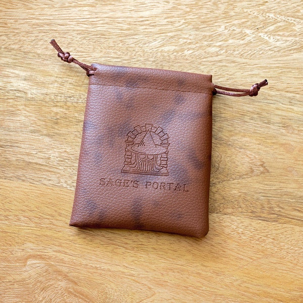 Sage's Pouch - PU Leather 2-Tone Chestnut / Walnut Spotted Dice Pouch | Dungeons Dragons DnD Games