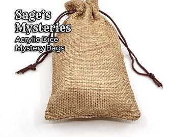 Sage&#39;s Mysteries Grab Bag: Unique Acrylic DnD Dice Set with Faux Dice Pouch | Random Acrylic Polyhedral Dice for Gamers