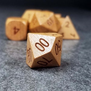 Sage’s Trees - Cherry Wood Oversized Natural Ink Polyhedral Dice Set