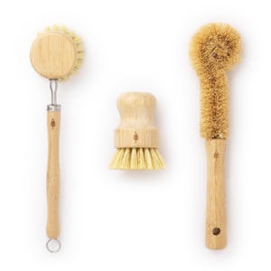 PLANT OATH | Bamboo Dish Brush Set #03 | Eco-Conscious Kitchen Cleaning Kit | Sustainable Gifts | Bridal Friends Family | Plastic-Free Tools