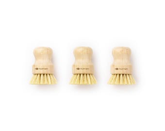PLANT OATH | Bamboo Handy Dish Brush (3 Pack) | Eco-Friendly Cleaning Solution | Sustainable Gift | Zero Plastic Kitchen Essential | Durable