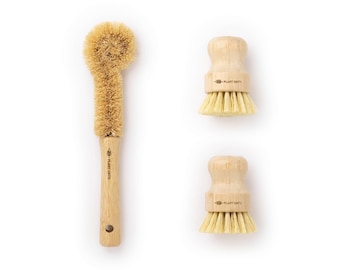 PLANT OATH | Bamboo Dish Brush Set #09 | Eco-Conscious Kitchen Cleaning Kit | Sustainable Gifts | Bridal Friends Family | Plastic-Free Tools