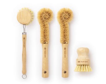 PLANT OATH | Bamboo Dish Brush Set #26 | Eco-Conscious Kitchen Cleaning Kit | Sustainable Gifts | Bridal Friends Family | Plastic-Free Tools