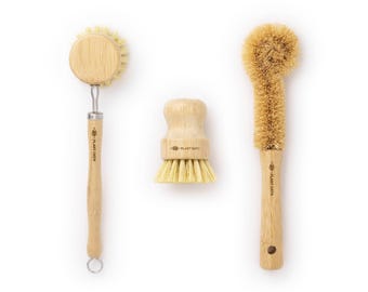 PLANT OATH | Bamboo Dish Brush Set #03 | Eco-Conscious Kitchen Cleaning Kit | Sustainable Gifts | Bridal Friends Family | Plastic-Free Tools