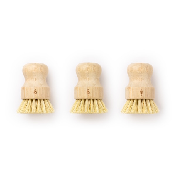 PLANT OATH Bamboo Handy Dish Brush (3 Pack) | Sustainable Gift | Zero Plastic Kitchen | Eco-Friendly Clean Solution | Durable Stylish Design