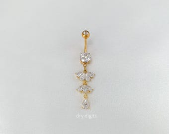 Piercing de umbigo em formato de folha, piercing de umbigo em ouro 14G, piercing de umbigo delicado, piercing de umbigo em titânio