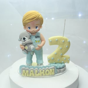 Boy figurine cake topper, cold porcelain sculpture, plush cake topper, custom cake topper, topper.