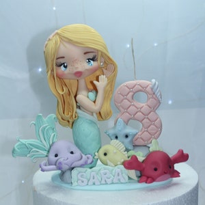 Fondant Mermaid, Cold porcelain Mermaid Doll, Under The Sea Party Decorations, Mermaid Baby Shower, Mermaid Cake Topper, Mermaid Party